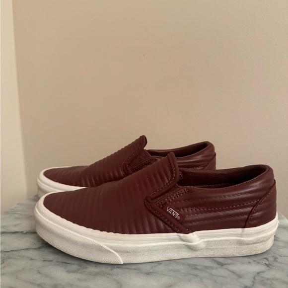 Vans Shoes - Vans Classic Slip On Moto Leather Burgundy Shoes Women’s Size 7 Skate